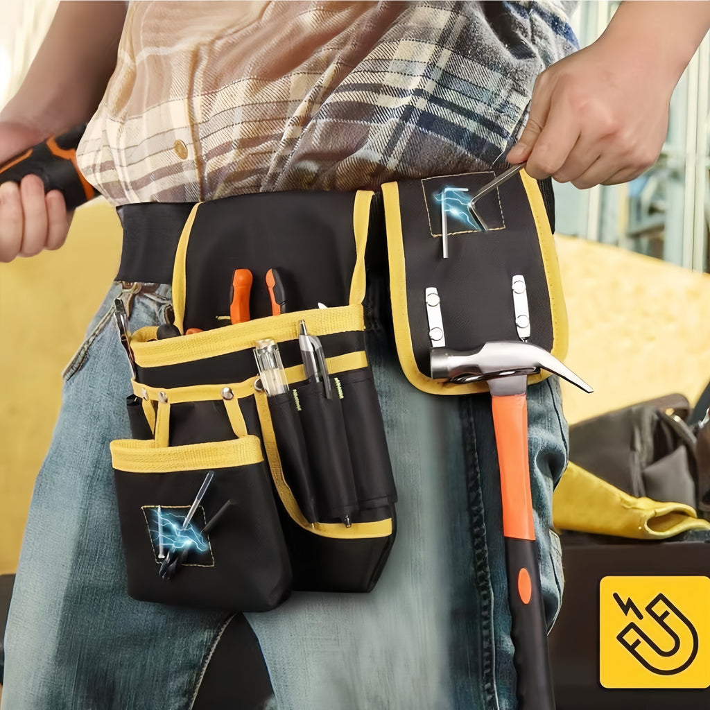 Cinto de ferramentas magnético com 26 bolsos, correias de 130 cm (51 polegadas) estrutura de tecido durável