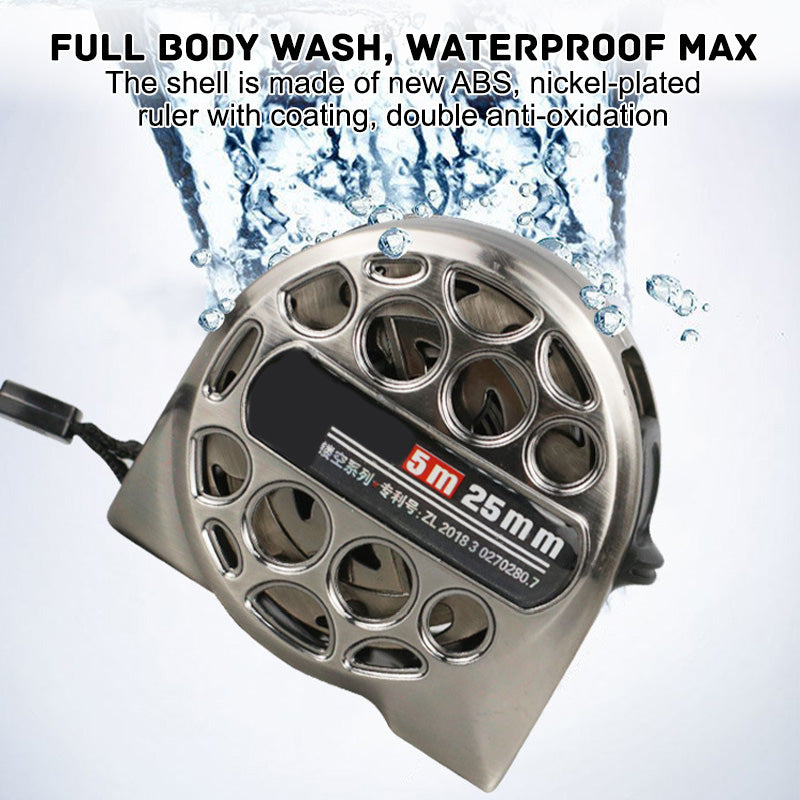 Fita métrica retrátil de aço inoxidável anticorrosivo de 3/5/7,5 m com design vazado para medição em madeira.