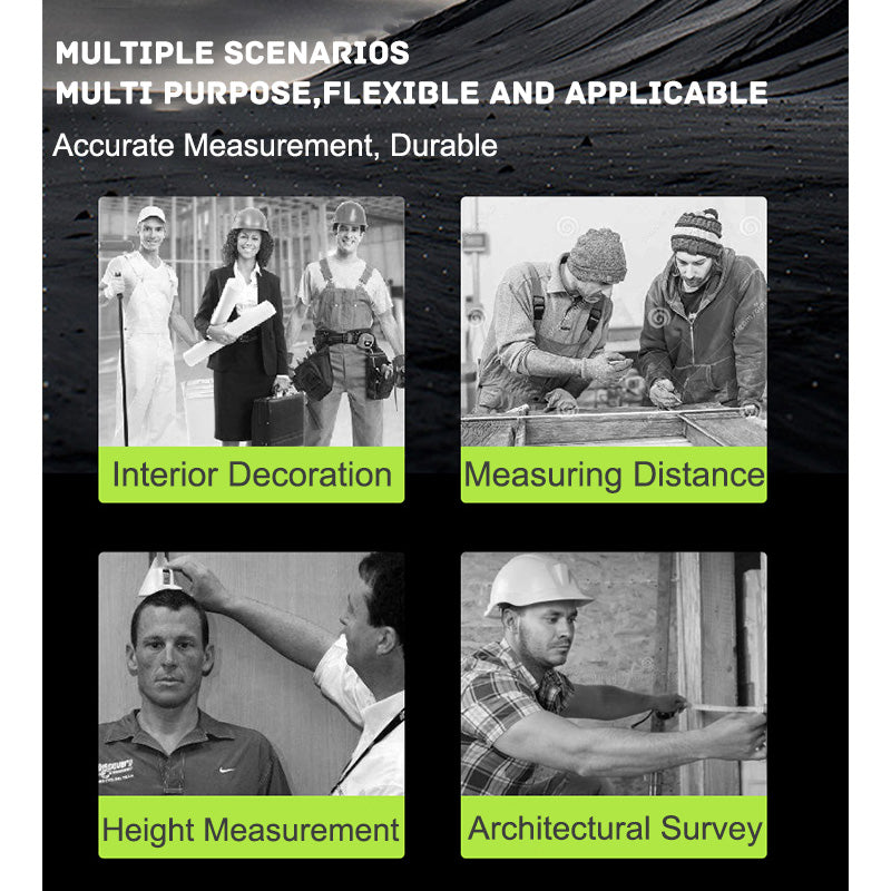 Fita métrica retrátil de aço inoxidável anticorrosivo de 3/5/7,5 m com design vazado para medição em madeira.