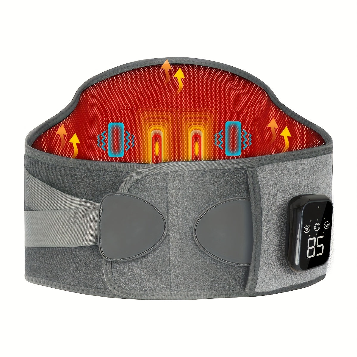 Cinto de massagem aquecido sem fios EdsonFit com apoio lombar, 3 modos de aquecimento e vibração, recarregável via USB, massajador ajustável para utilização por baixo da roupa na zona lombar e para correção postural.