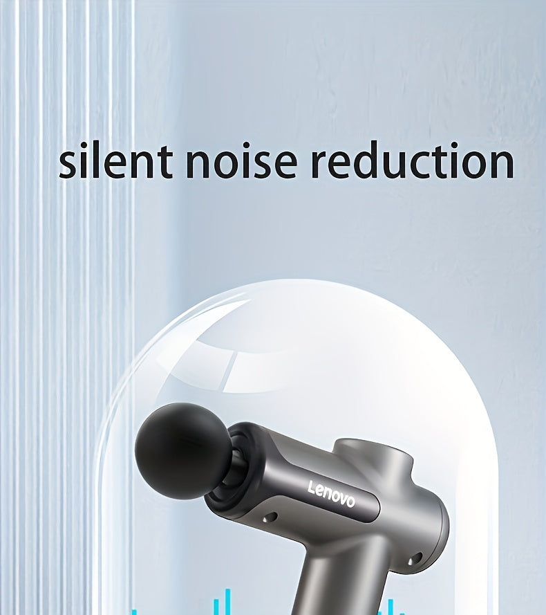 Pistola de Massagem Inteligente Quiet Strike, 8 Cabeças, Recarregável via USB, Design Ergonómico para Cintura, Pernas e Ancas, Presente Ideal para o Dia do Pai, Massajador Muscular, Acabamento Metálico Elegante, Corpo em Plástico Resistente