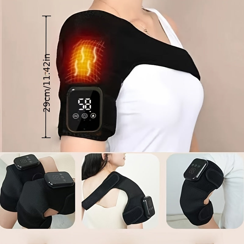 Massageador de ombros e braços modelo portátil com carregamento USB, com 3 tipos de vibração e compressa quente