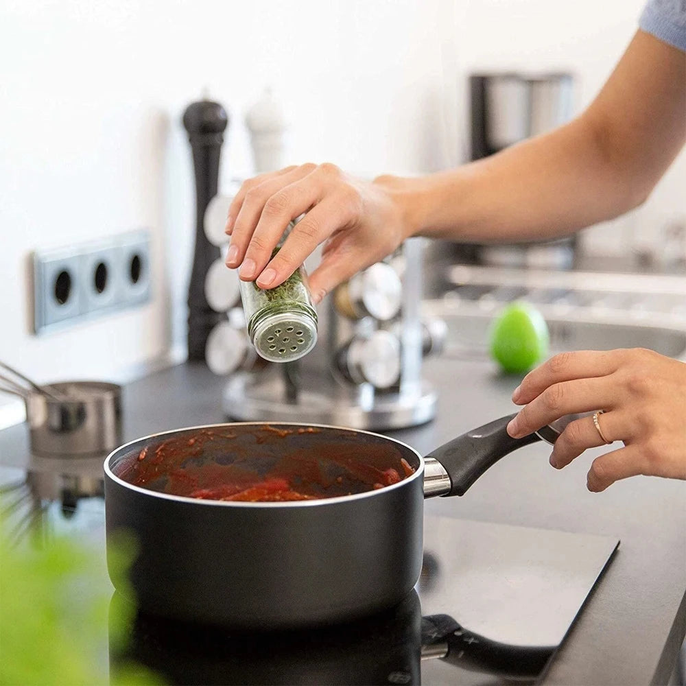 Torre rotativa de 5 Camadas para Temperos com Frascos Redondos em Aço Inoxidável