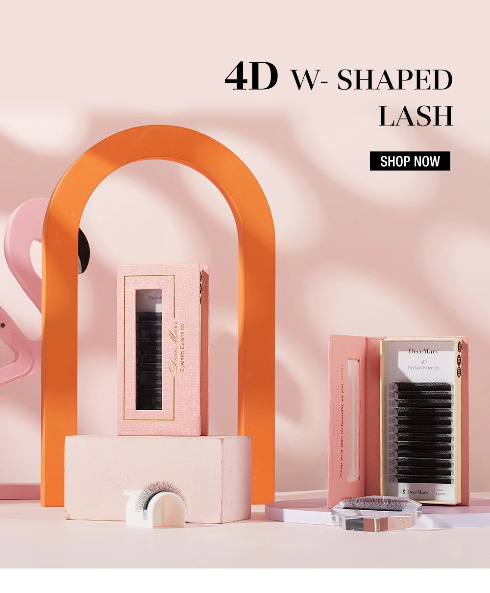 Extensão de pestanas DeceMars 4D em formato W (12 linhas/bandeja)