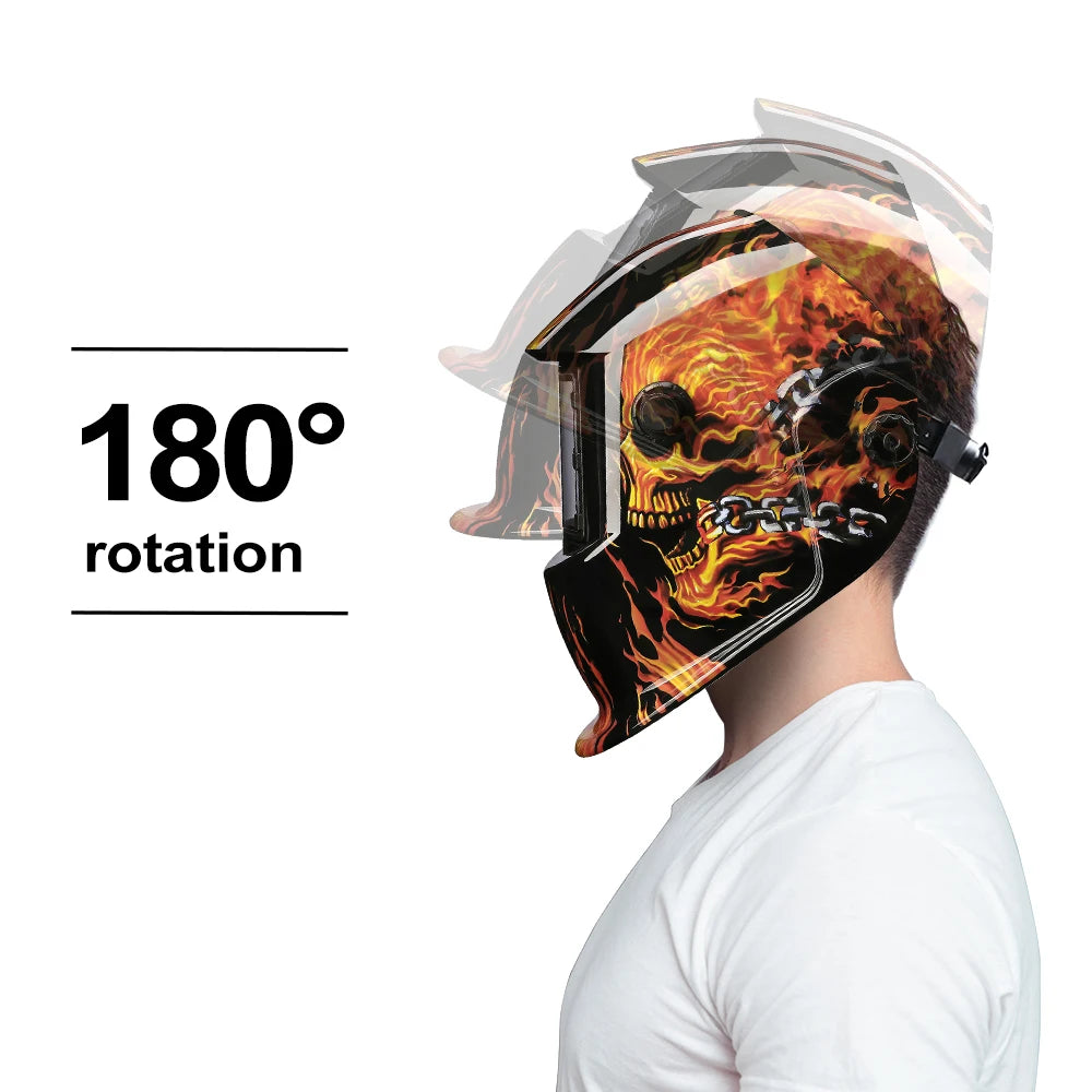 Máscara de soldadura elétrica DEKO com lente de escurecimento automático e alcance ajustável para máquinas de soldadura MIG e MMA.