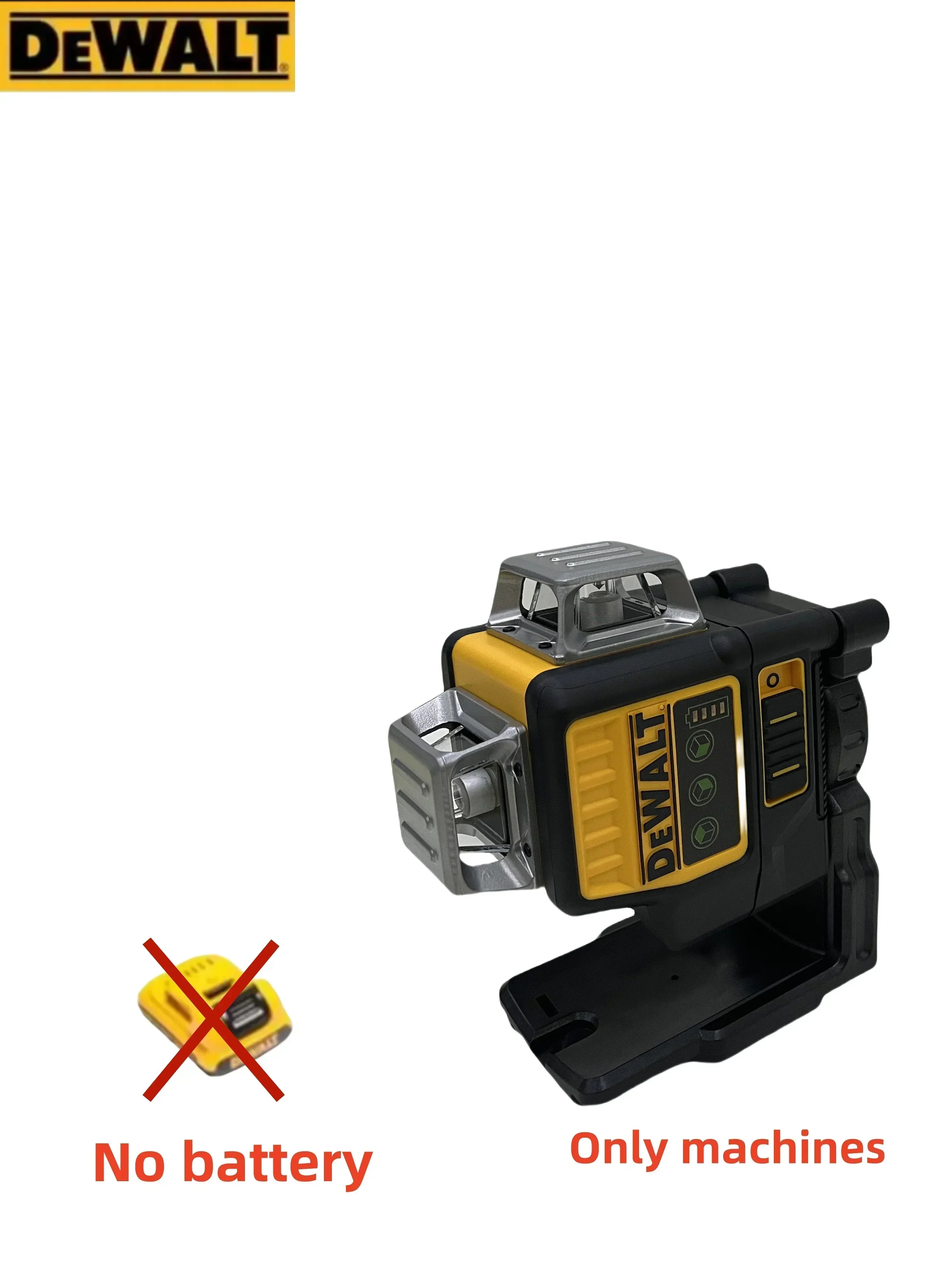 Nível laser Dewalt DW089LG com 3 lados e linhas verticais de 360 graus, horizontal, bateria de lítio de 12 V e luz verde para utilização no exterior.