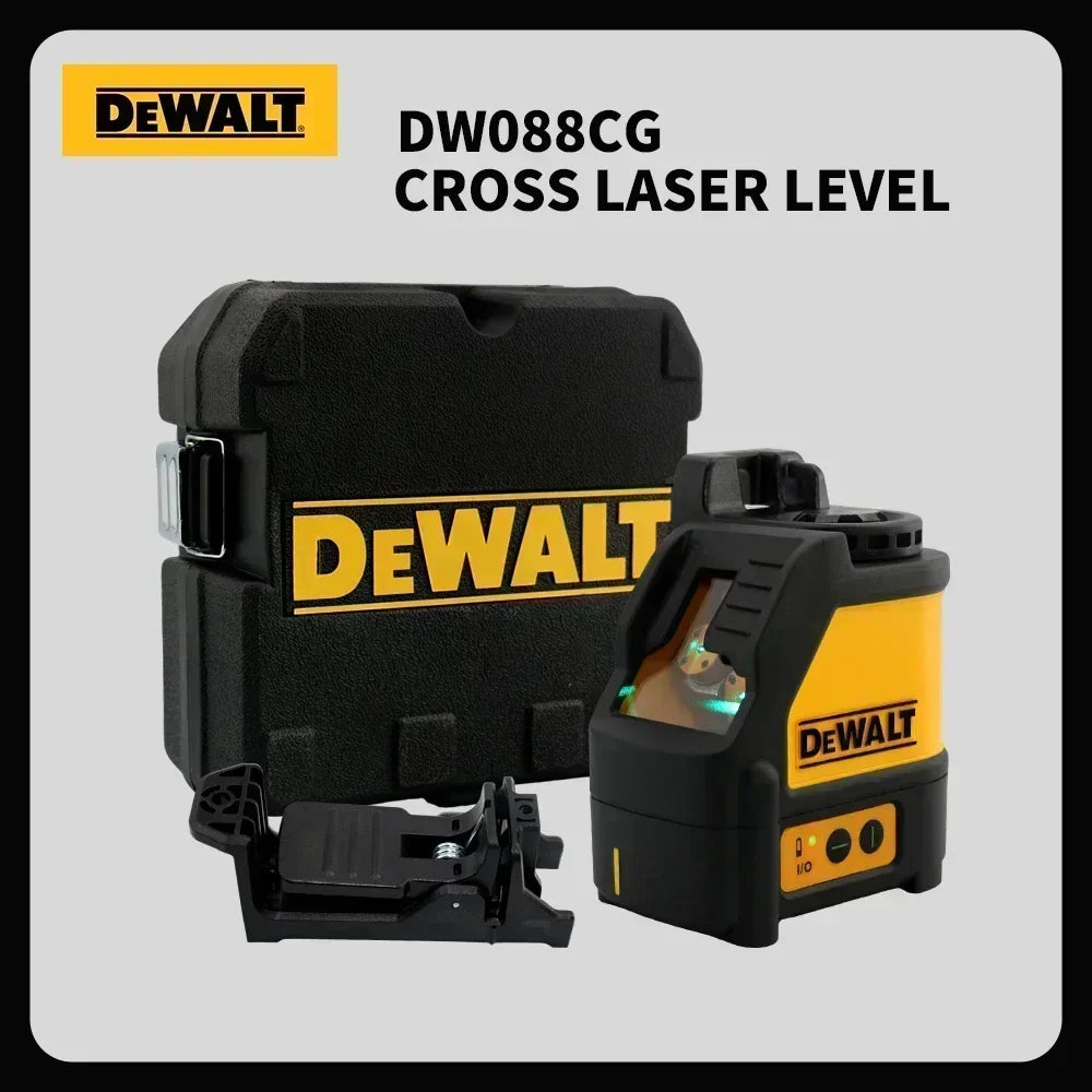 Nível laser DEWALT DW088CG com estojo, autonivelante, 30 m, linha cruzada verde, nível laser horizontal e vertical de 2 linhas.