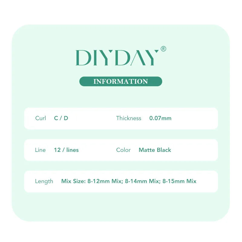 Extensão de pestanas DIYDAY estilo U 3D 4D 5D 6D, feitas à mão com fibra BASF PBT.