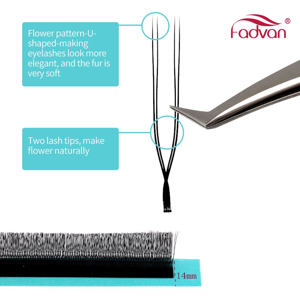 Pestanas postiças Fadvan em forma de U, com pontas espigadas em forma de flor paralela YY, ideais para cosplay. Pestanas 2D YY com volume pré-fabricado.