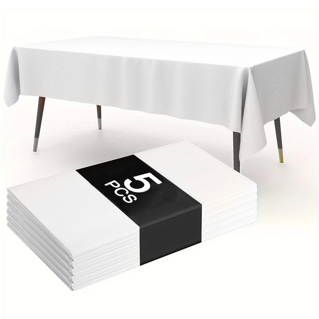 Toalha de mesa descartável em plástico, branca sólida, 183 x 137 cm, ideal para decoração de festas de aniversário, casamentos e mesas de jantar em casa.