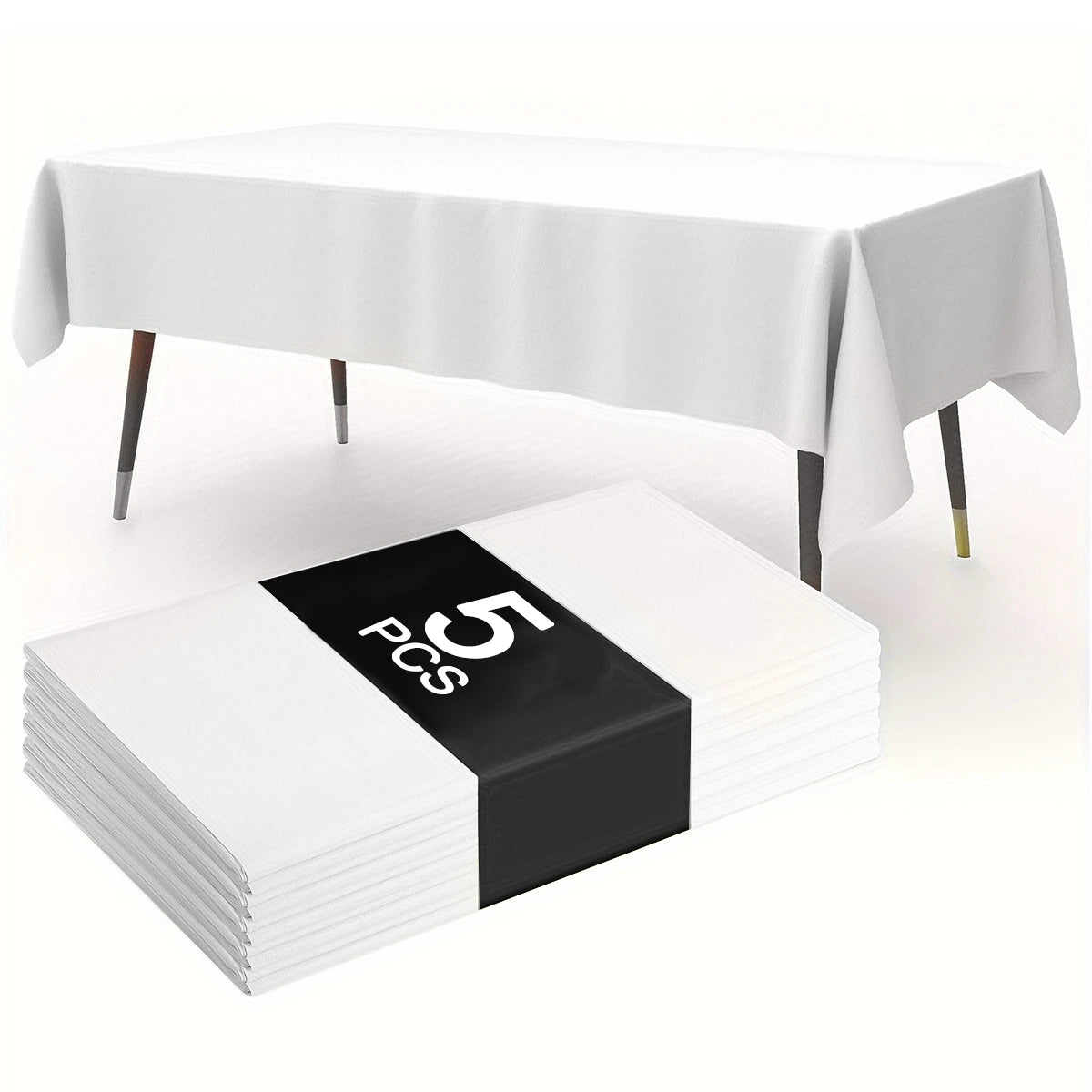 Toalha de mesa descartável em plástico, branca sólida, 183 x 137 cm, ideal para decoração de festas de aniversário, casamentos e mesas de jantar em casa.