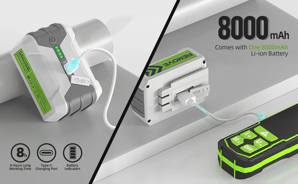Nível laser profissional Huepar 4D com linhas cruzadas, precisão de 2 mm, autonivelante, laser verde, bateria de iões de lítio de 8000 mAh e suporte.