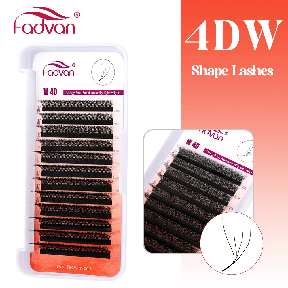FADVAN L/ L+/LU (M) Curvatura YY 3D 4D 5D 6D Fox Lashes Formato W Extensão de Pestanas
