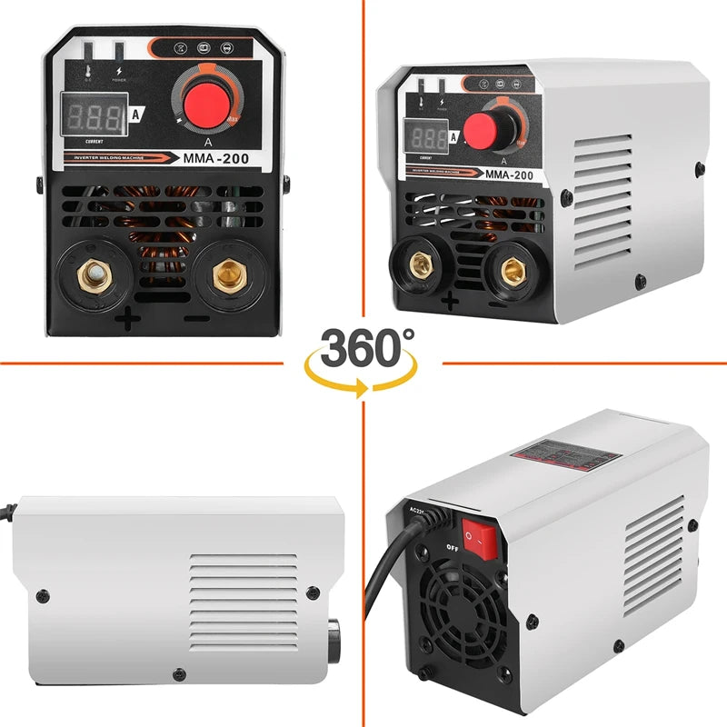 Máquina de soldadura MIG/MMA 2 em 1 com inversor IGBT DC, alimentação automática de arame, soldadura por contacto e soldadura por arco com proteção gasosa.