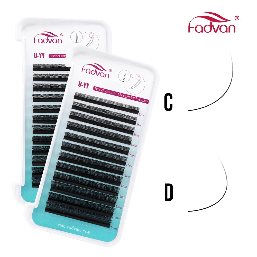 Pestanas postiças Fadvan em forma de U, com pontas espigadas em forma de flor paralela YY, ideais para cosplay. Pestanas 2D YY com volume pré-fabricado.