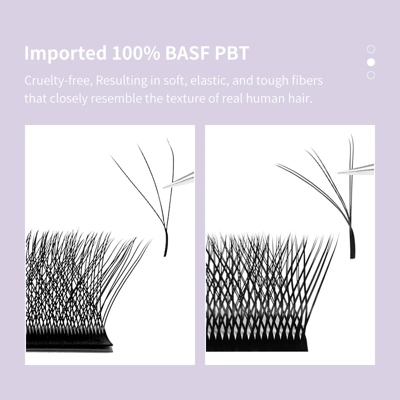 Extensões de pestanas DIYDAY em formato W, estilo Bloom, 3D, 4D, 5D, 6D, 7D e 8D, com textura natural e macia, em forma de leque.