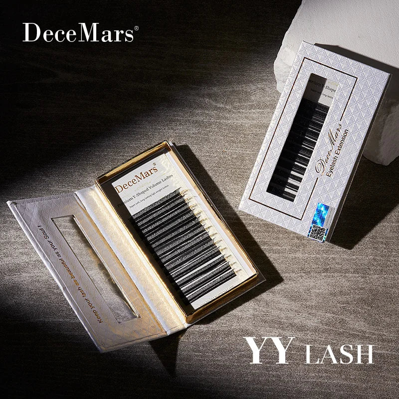 Extensão de pestanas DeceMars YY, comprimento de 6 mm a 18 mm, preta.