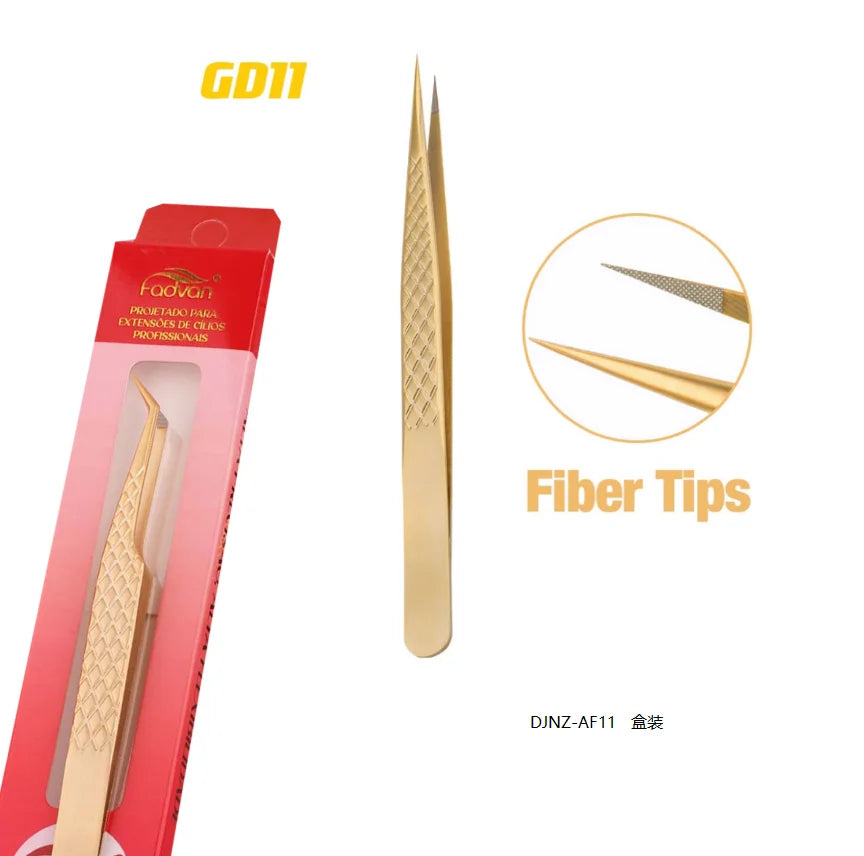 Pinça de precisão FADVAN com ponta de fibra para extensão de pestanas, pinça profissional para pestanas, antiestática e reta.