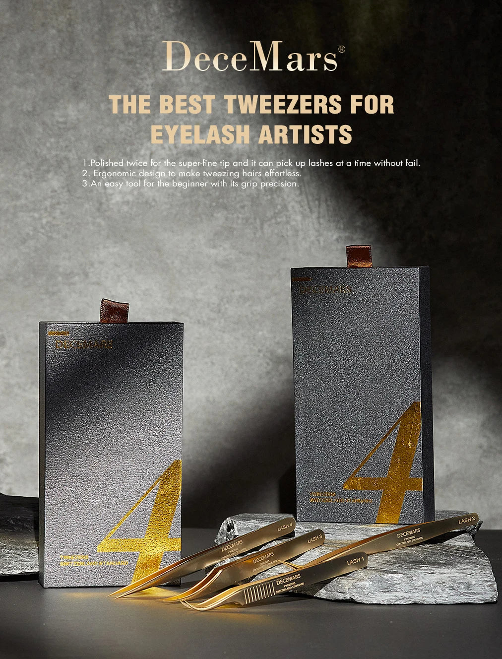Kit de pinças para extensão de pestanas DeceMars