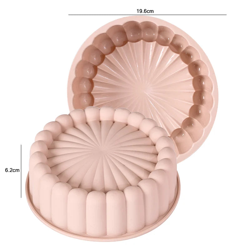 Molde de bolo de silicone multifuncional, reutilizável, antiaderente, redondo, para assar sobremesas e mousse, acessório de cozinha