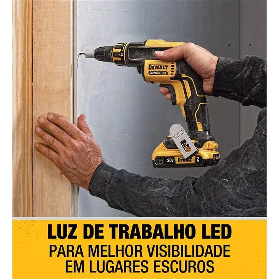 Aparafusadora sem fio DEWALT 1/2 peças para gesso cartonado, 20V, com rotação de 360° e acessório sem escovas (ferramenta sem bateria) DCF620N/DCF6202
