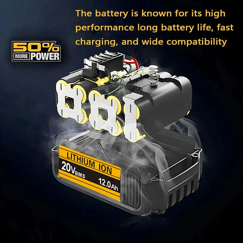 Baterias de iões de lítio DeWalt 18V 20V 20V 12Ah DCB203 Substituição da bateria de iões de lítio DCB206 DCB205 DCB204 DCB200 Ferramentas elétricas