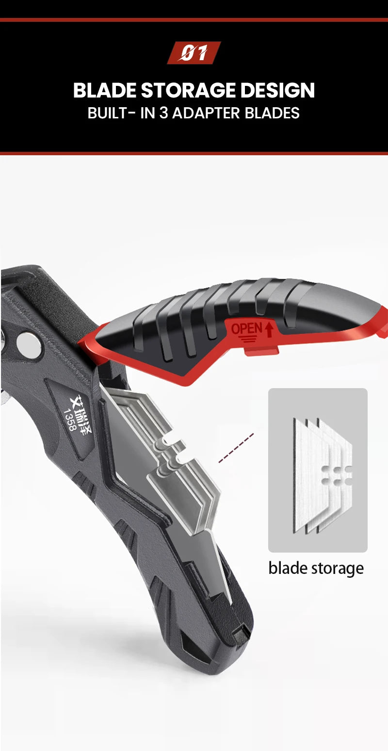 Estilete multifuncional retrátil AIRAJ com lâmina de aço resistente de 18 mm, ideal para cortes em papel, eletricista e uso profissional.