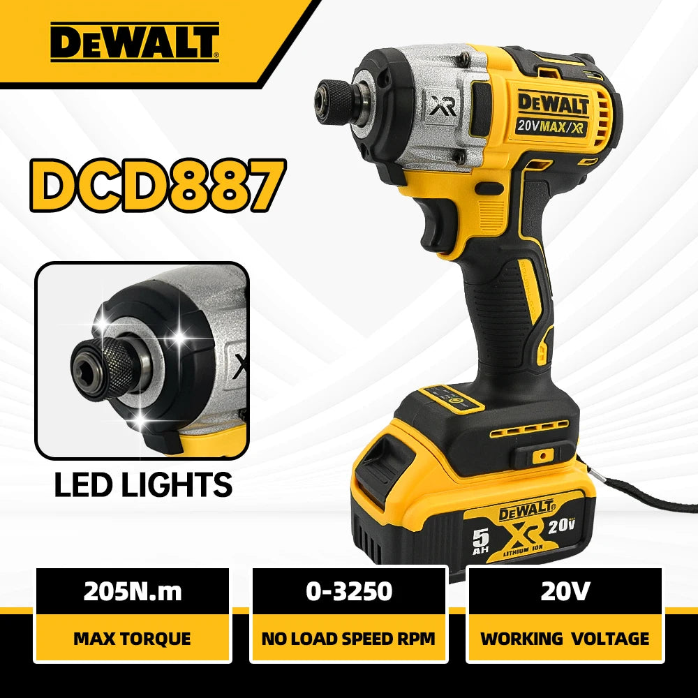 Aparafusadora de impacto sem fios Dewalt DCD887 com motor sem escovas