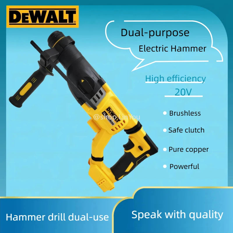 Martelo de impacto sem fios DEWALT DCH263 20V sem escovas com ponta SDS PLUS e cabo em D para perfuração de paredes e betão.