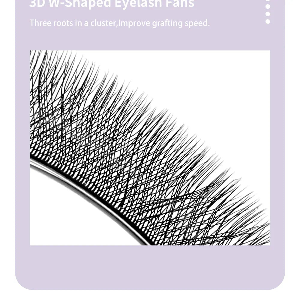 Extensões de pestanas DIYDAY em formato W, estilo Bloom, 3D, 4D, 5D, 6D, 7D e 8D, com textura natural e macia, em forma de leque.
