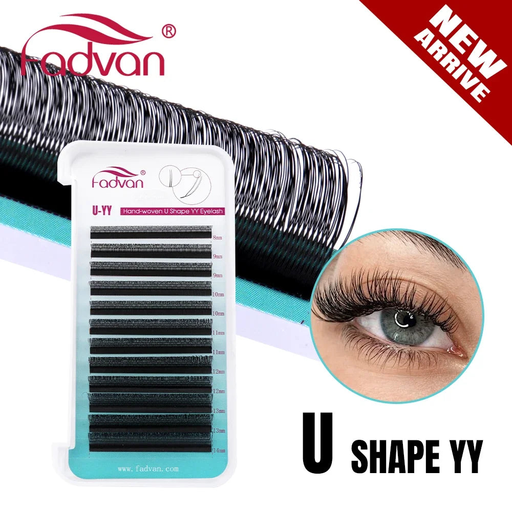 Pestanas postiças Fadvan em forma de U, com pontas espigadas em forma de flor paralela YY, ideais para cosplay. Pestanas 2D YY com volume pré-fabricado.