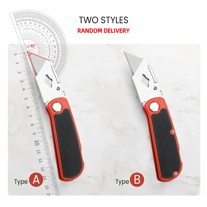 Estilete multifuncional retrátil AIRAJ com lâmina de aço resistente de 18 mm, ideal para cortes em papel, eletricista e uso profissional.