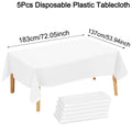 Toalha de mesa descartável em plástico, branca sólida, 183 x 137 cm, ideal para decoração de festas de aniversário, casamentos e mesas de jantar em casa.