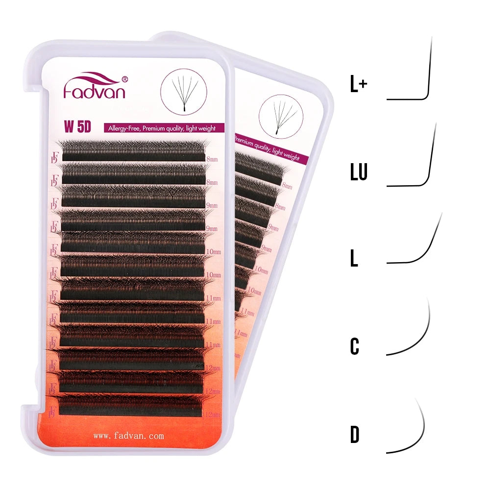 FADVAN L/ L+/LU (M) Curvatura YY 3D 4D 5D 6D Fox Lashes Formato W Extensão de Pestanas