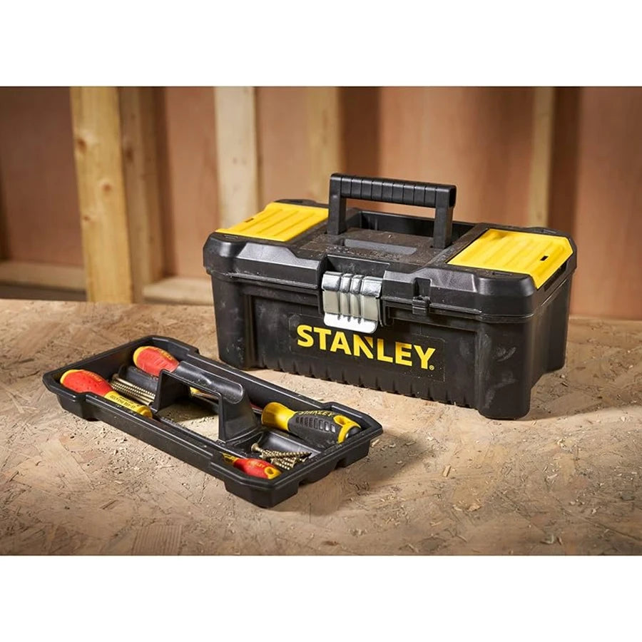 Caixa de ferramentas STANLEY "Essential" 320*188*132mm com fechos metálicos - Estojo para armazenamento de ferramentas STST1-75515