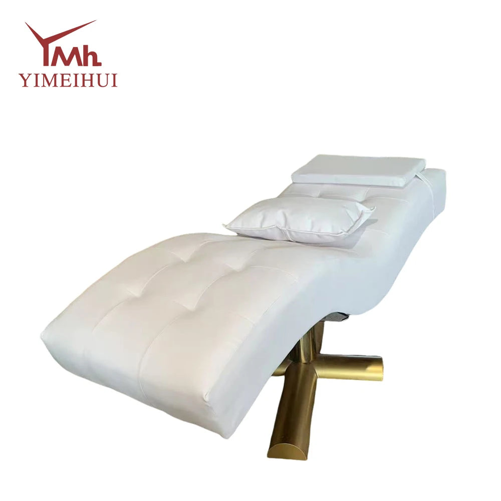 Nova maca ajustável com revestimento em veludo sintético rosa para extensão de pestanas, cadeira elétrica para salão de beleza e tratamentos faciais.