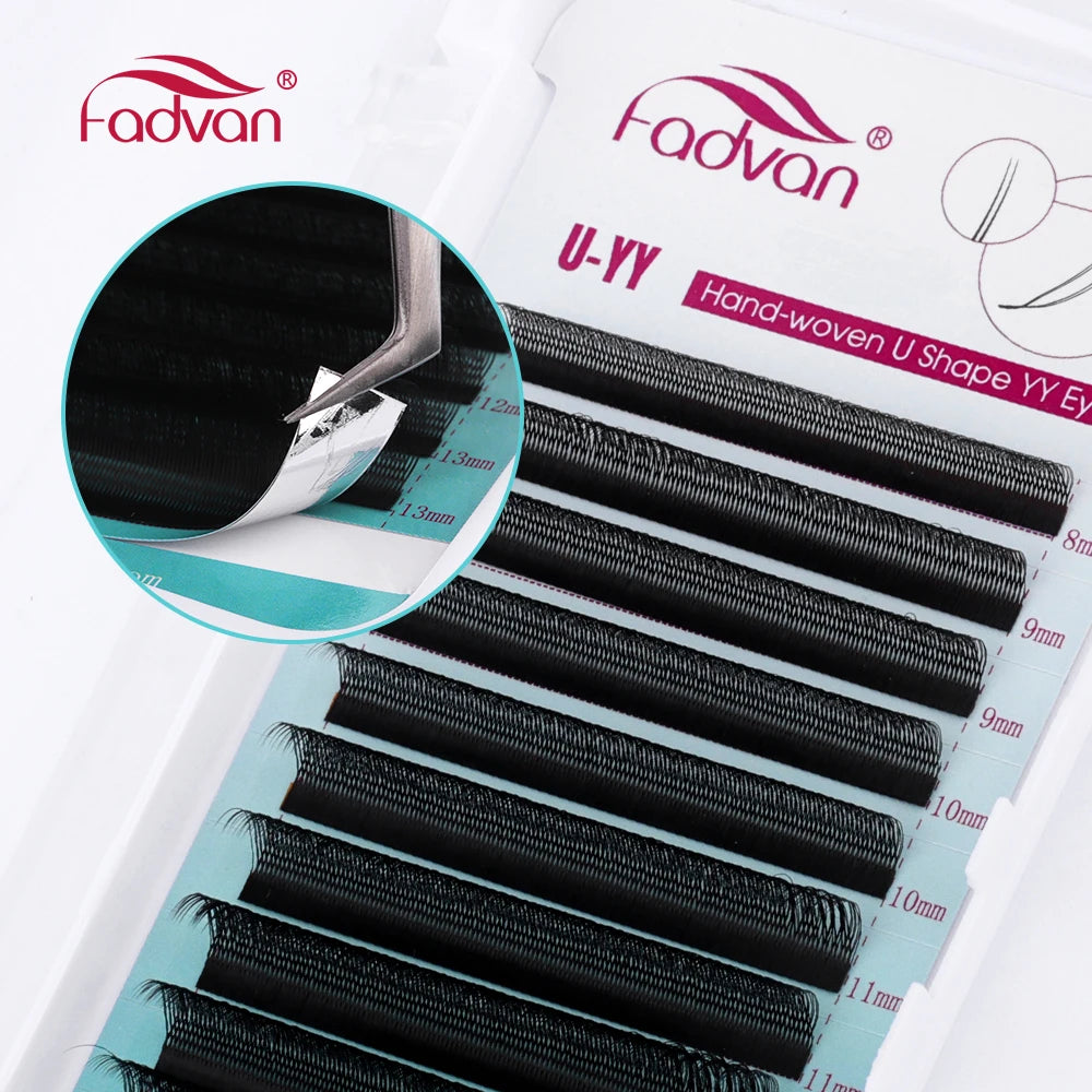 Pestanas postiças Fadvan em forma de U, com pontas espigadas em forma de flor paralela YY, ideais para cosplay. Pestanas 2D YY com volume pré-fabricado.