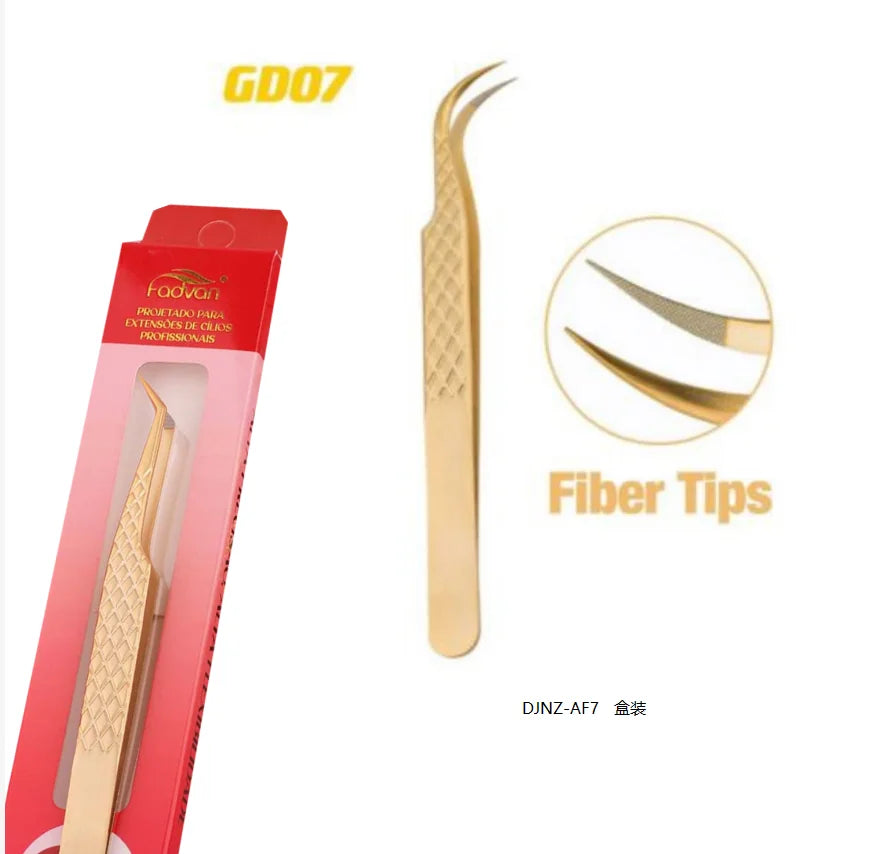 Pinça de precisão FADVAN com ponta de fibra para extensão de pestanas, pinça profissional para pestanas, antiestática e reta.