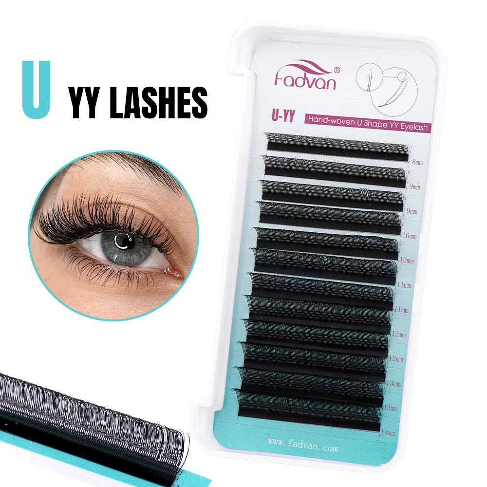 Pestanas postiças Fadvan em forma de U, com pontas espigadas em forma de flor paralela YY, ideais para cosplay. Pestanas 2D YY com volume pré-fabricado.
