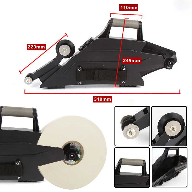 Ferramenta de aplicação de fita para gesso cartonado, modelo banjo, para juntas de placas de gesso, com roda reversível para cantos interiores, dispensadora para reparações em gesso cartonado.