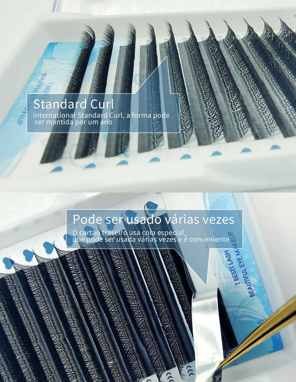 Extensões de pestanas postiças TBestt Matte Black 5D em formato W, volume pré-fabricado, efeito natural.