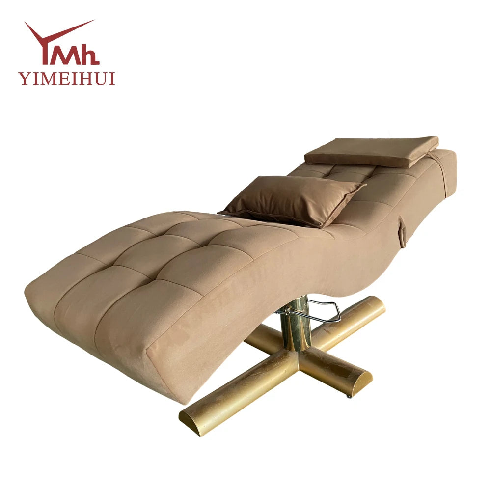 Nova maca ajustável com revestimento em veludo sintético rosa para extensão de pestanas, cadeira elétrica para salão de beleza e tratamentos faciais.