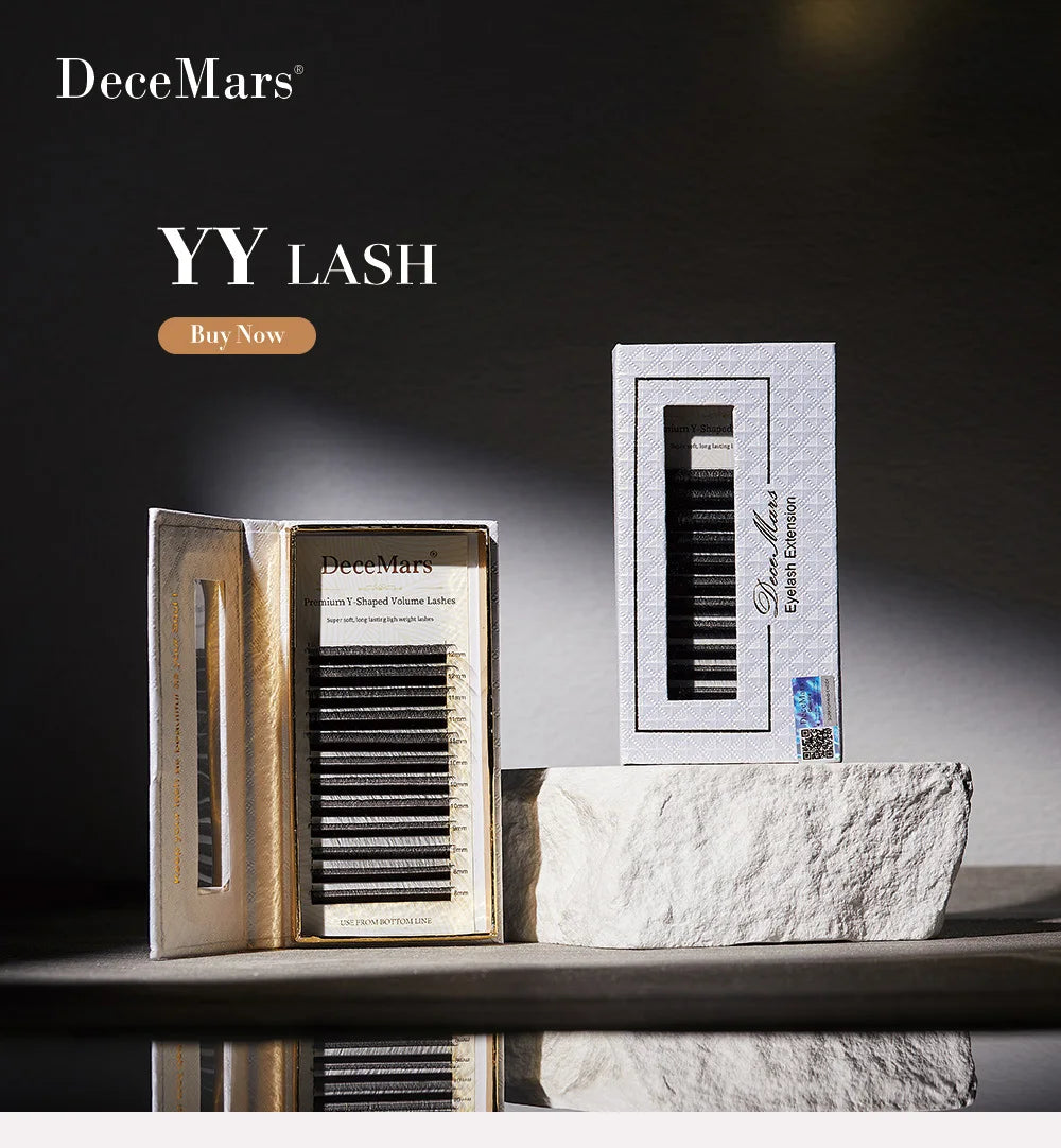 Extensão de pestanas DeceMars YY, comprimento de 6 mm a 18 mm, preta.