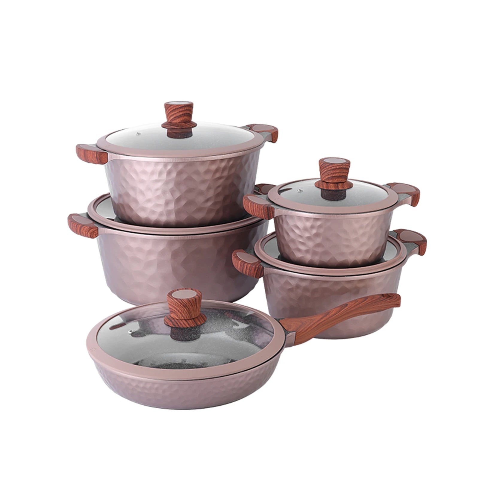 Conjunto de panelas e frigideiras antiaderentes, 10 peças, conjunto de panelas, panela de chef com protetores de panela, seguro para máquina de lavar louça