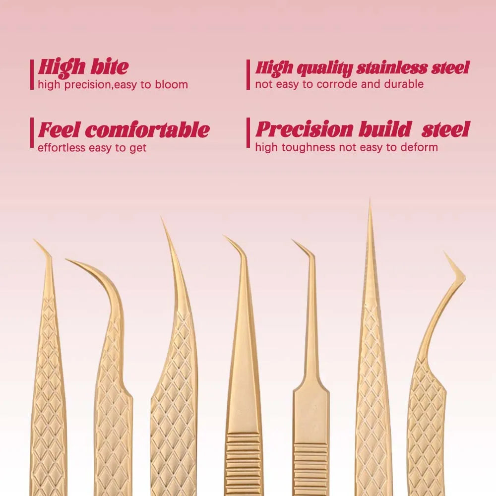 Pinça de precisão FADVAN com ponta de fibra para extensão de pestanas, pinça profissional para pestanas, antiestática e reta.