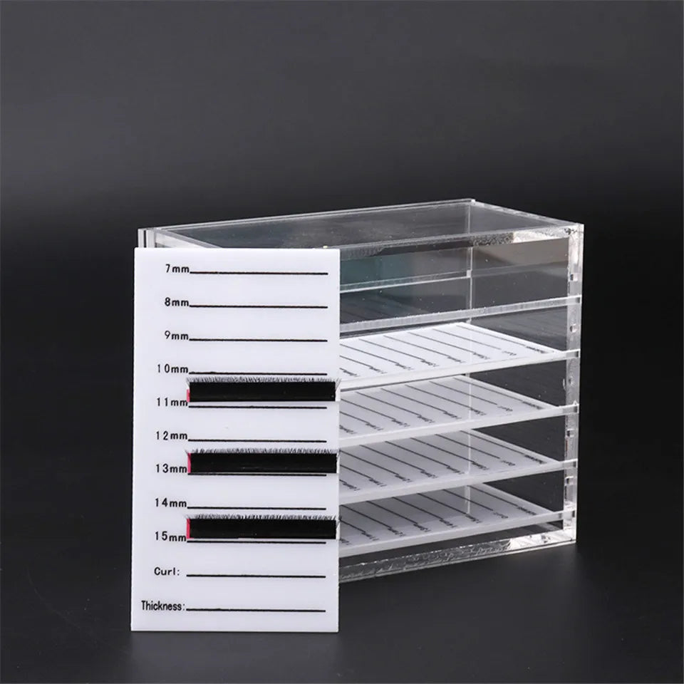 Caixa para pestanas postiças com 5 camadas, em acrílico, suporte para pestanas individuais, expositor para cola de extensão de pestanas e ferramenta de maquilhagem.