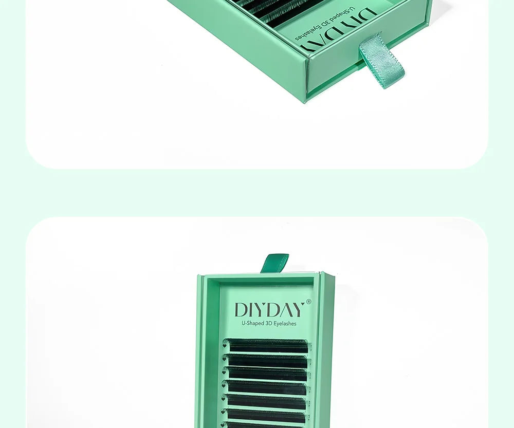 Extensão de pestanas DIYDAY estilo U 3D 4D 5D 6D, feitas à mão com fibra BASF PBT.