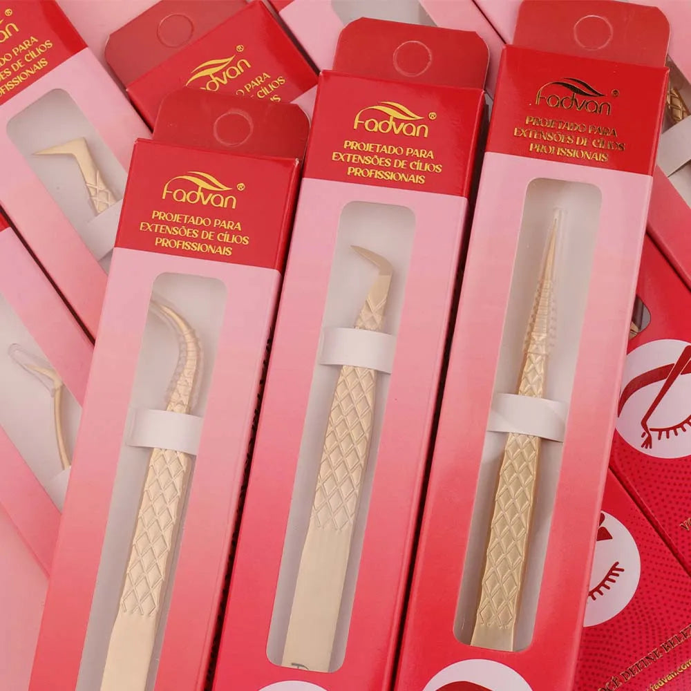 Pinça de precisão FADVAN com ponta de fibra para extensão de pestanas, pinça profissional para pestanas, antiestática e reta.