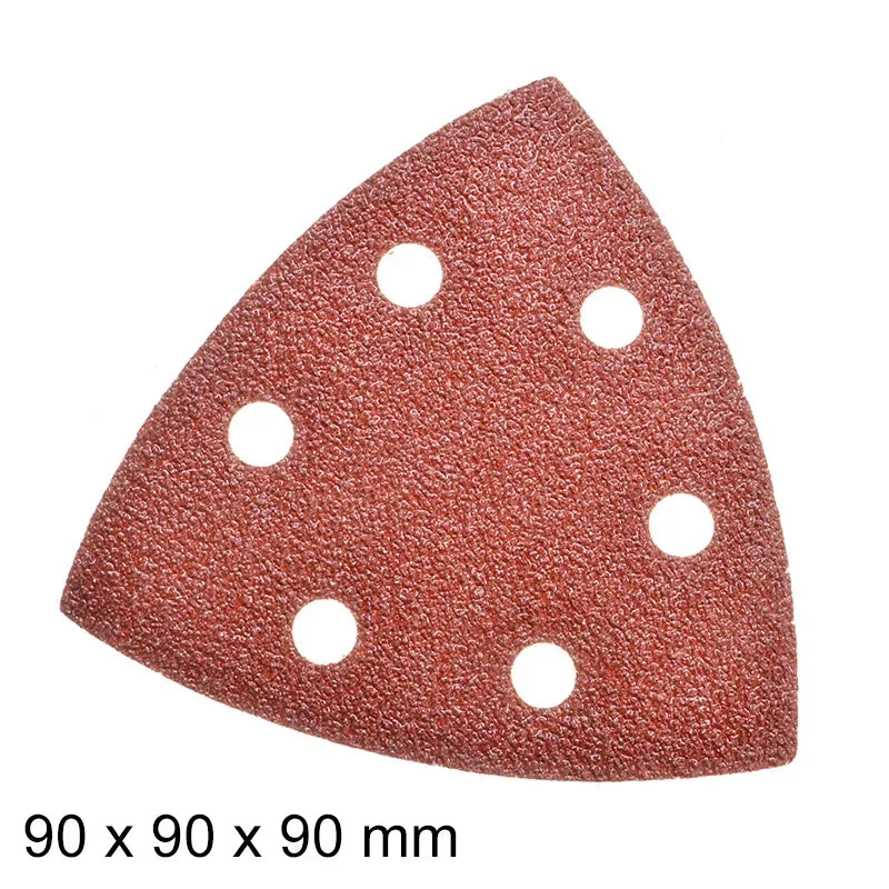 Conjunto de 100 discos de lixa triangulares de 90 mm para lixadora Delta com sistema de fixação por velcro, para grãos de lixa 40 a 400.