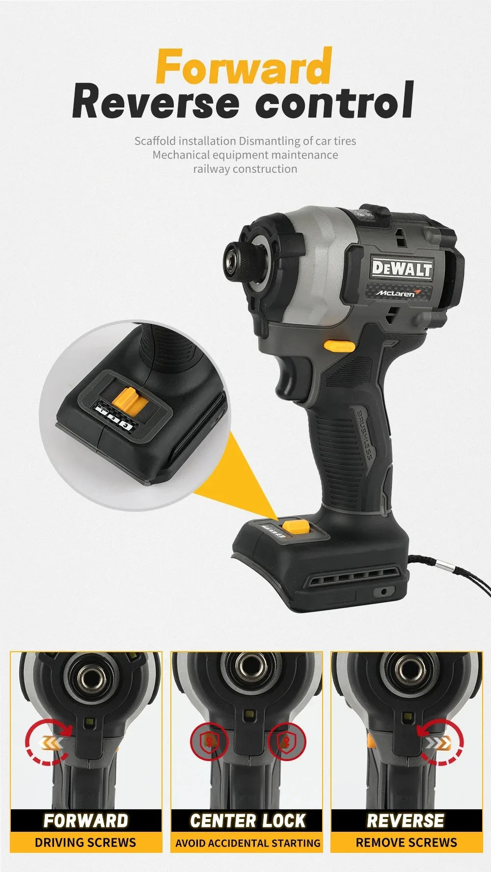 Aparafusadora de Impacto Elétrico Sem Escova DeWalt DCF850M com Velocidade Ajustável